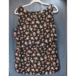 Chico’s Women’s Reversible Black Floral Polkadot Tank Blouse Office CasualLaying